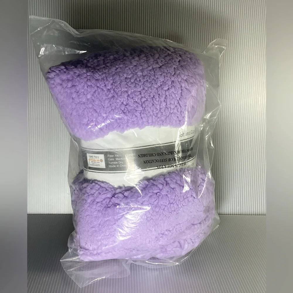 Reafort Light Purple Sherpa Body Pillow Cover